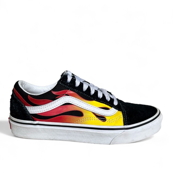 Vans Off the Wall Old Skool Flame Shoe Sneaker Black Suede Flames Womens US 7.5 - Picture 5 of 11